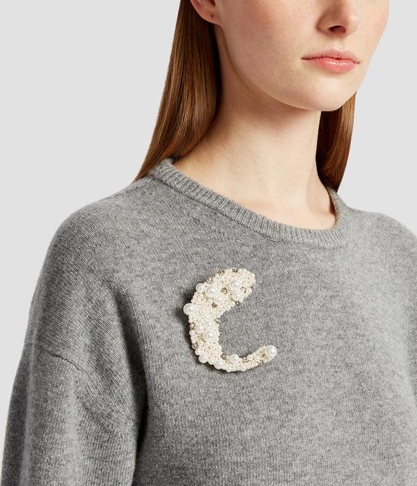 Erdem Pearl Alphabet Brooch C
