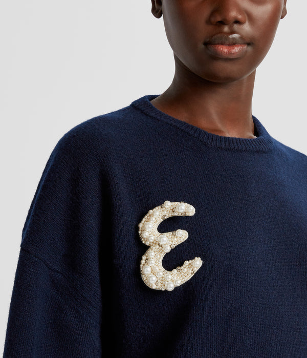 Erdem Pearl Alphabet Brooch E