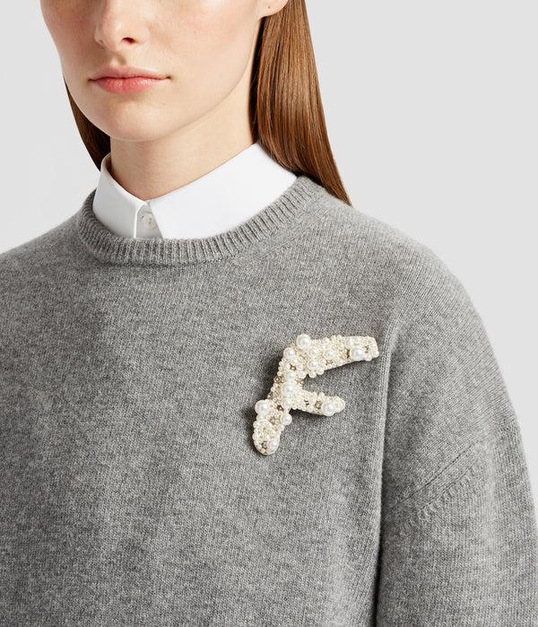 Erdem Pearl Alphabet Brooch F