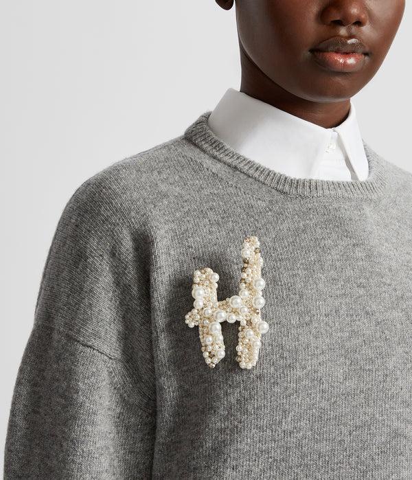 Erdem Pearl Alphabet Brooch H