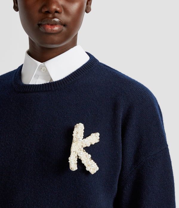 Erdem Pearl Alphabet Brooch K