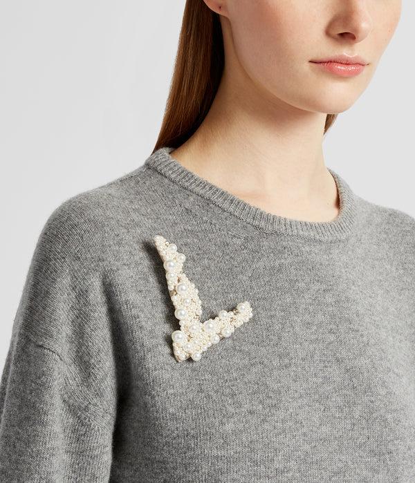 Erdem Pearl Alphabet Brooch L