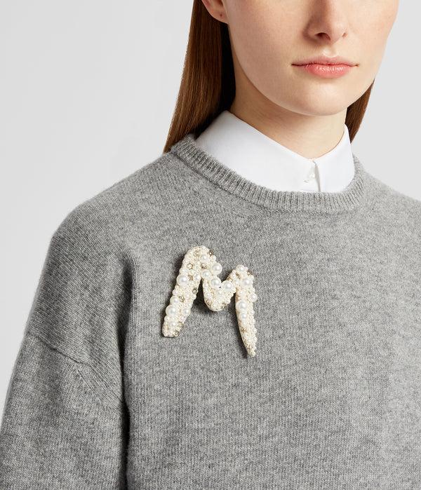 Erdem Pearl Alphabet Brooch M