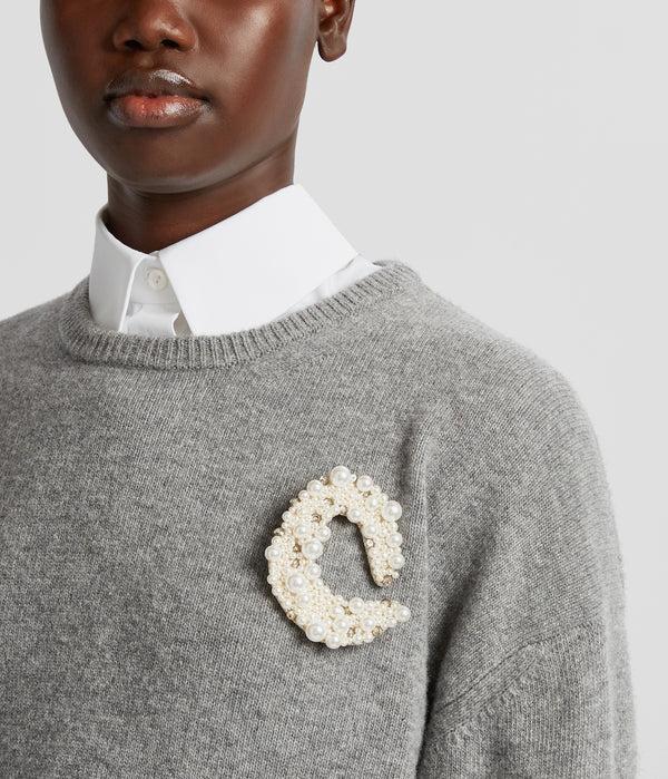 Erdem Pearl Alphabet Brooch O