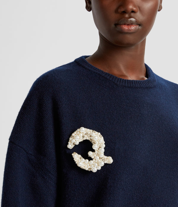 Erdem Pearl Alphabet Brooch Q