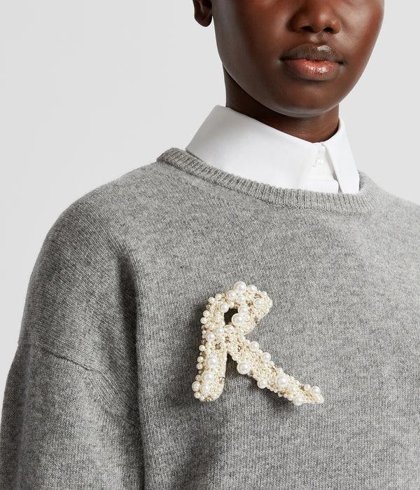 Erdem Pearl Alphabet Brooch R