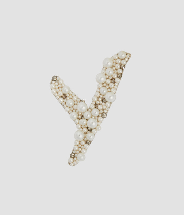 erdem Pearl Alphabet Brooch Y