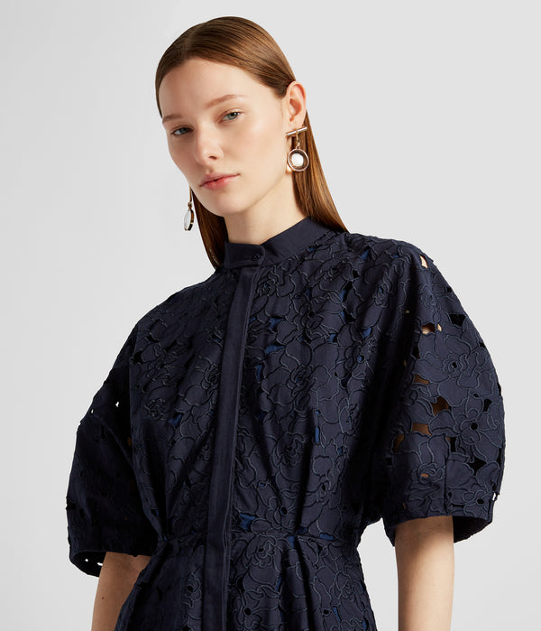Erdem Short Sleeve Midi Shirt Dress
