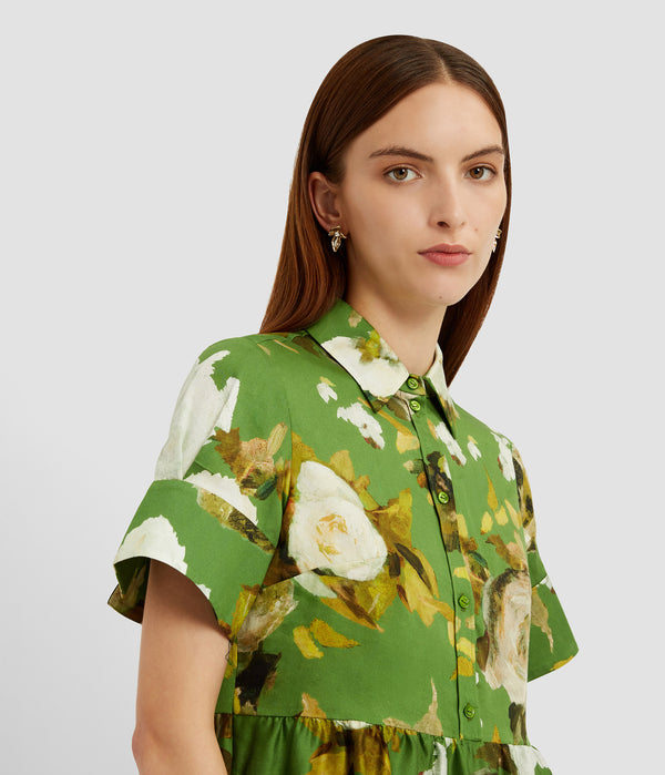 Erdem Short Sleeve Mini Shirt Dress