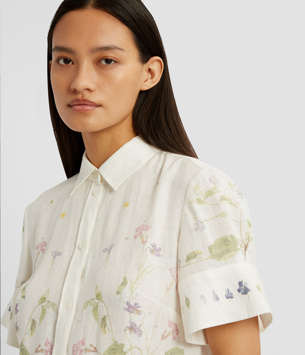 Erdem Short Sleeve Mini Shirt Dress