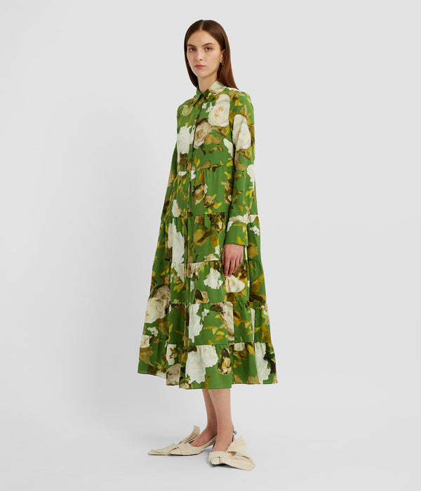 Erdem Tiered Long Sleeve Shirt Dress