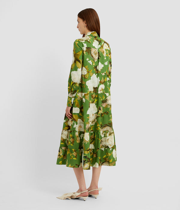 Erdem Tiered Long Sleeve Shirt Dress