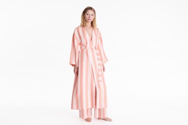 eres Poseidon Kimono Rayure Sel Rose