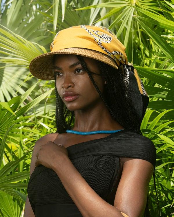 Eric Javits Bandana Visor Natural/Black Mix