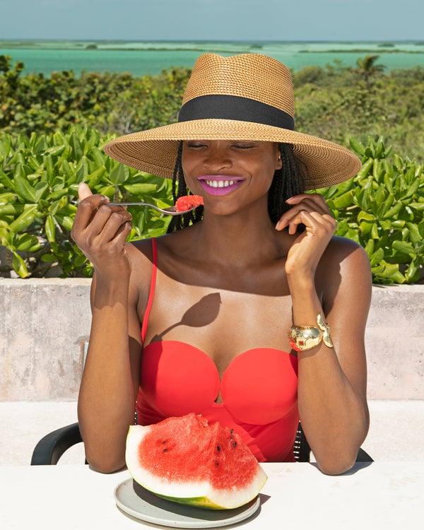 Eric Javits Daphne Fedora Hat Natural/Black