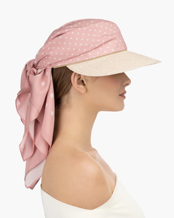 Eric Javits Dot Scarf Visor Cream/Almondine