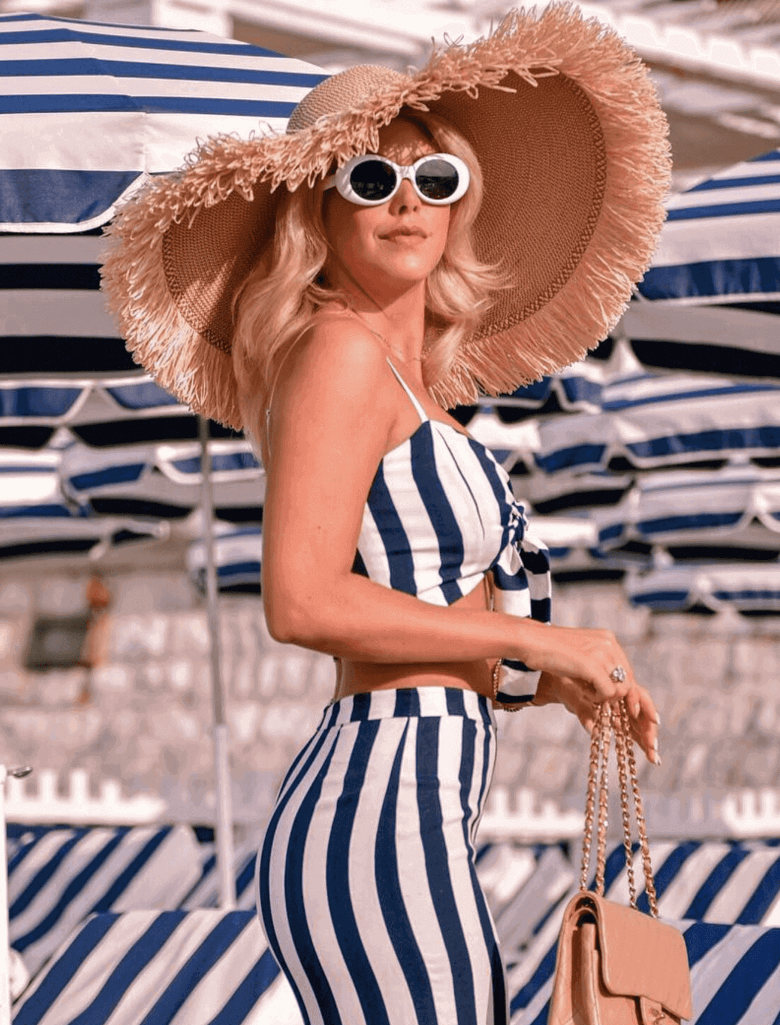 Eric Javits Floppy With Fringe Cream/Red