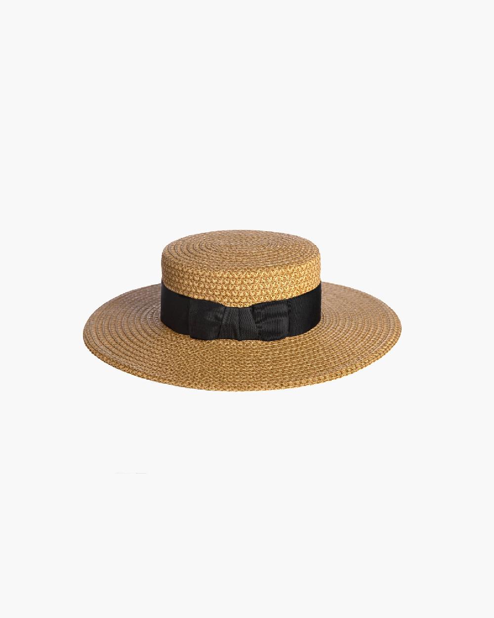 Eric Javits Gondolier Boater Hat Natural/Black
