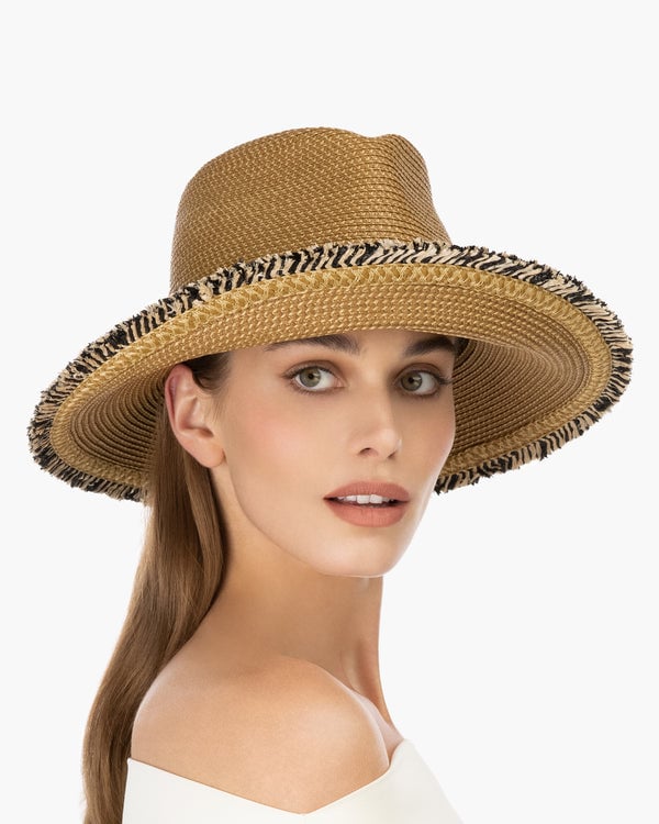 Eric Javits Mykonos Fedora Hat Natural/Black Mix