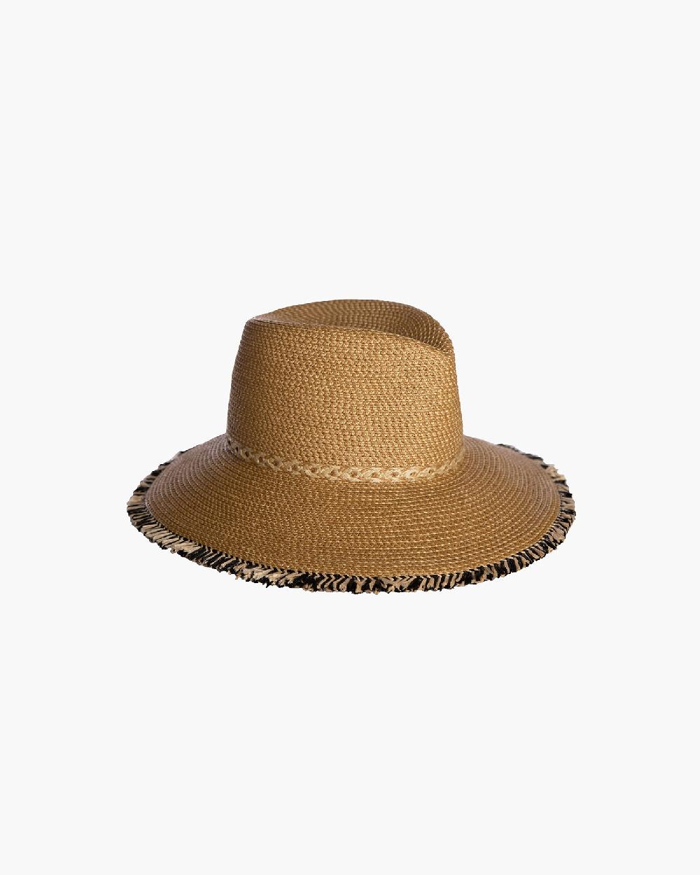 Eric Javits Mykonos Fedora Hat Natural/Black Mix