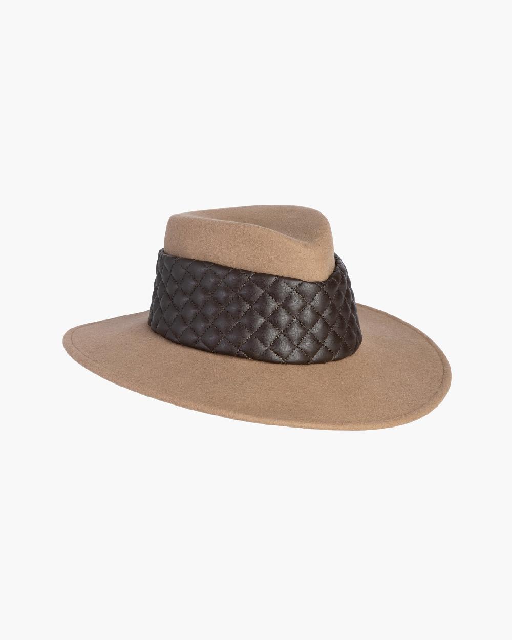 Eric Javits Quilty Fedora Hat Camel/Brown