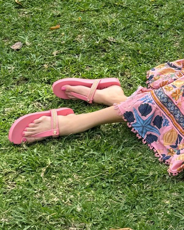 Eric Javits Squishee® Flip Flop Peanut/Pink 6