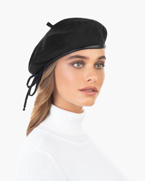 Eric Javits Suede Kate Beret Black