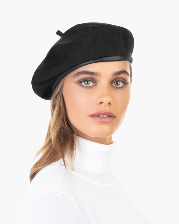 Eric Javits Suede Kate Beret Black