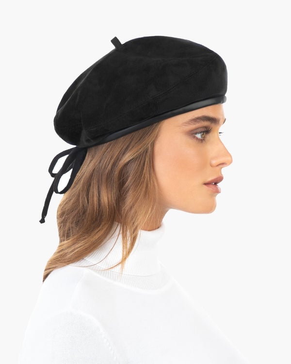 Eric Javits Suede Kate Beret Black