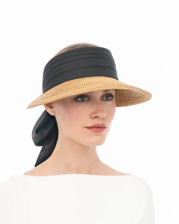 Eric Javits Tie Visor Natural/Black