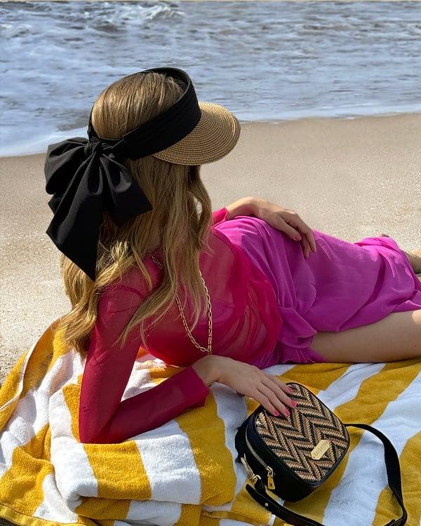 Eric Javits Tie Visor Natural/Black