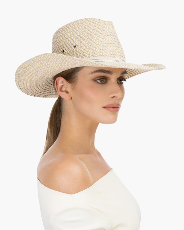 Eric Javits Western Straw Hat White Mix
