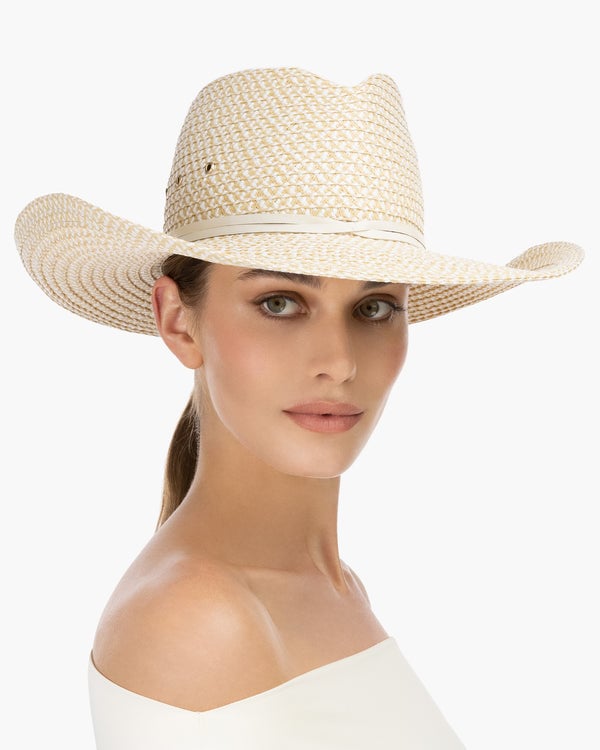 Eric Javits Western Straw Hat White Mix