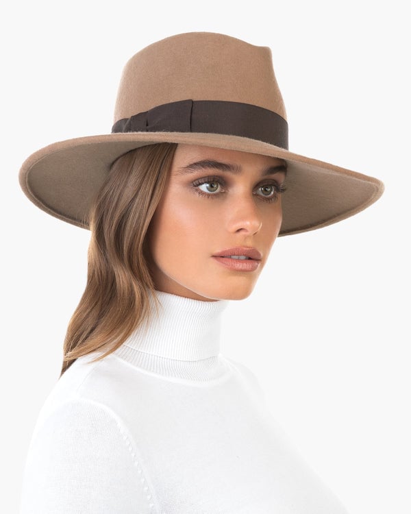 Eric Javits Wool Zora Felt Fedora Hat Camel/Brown