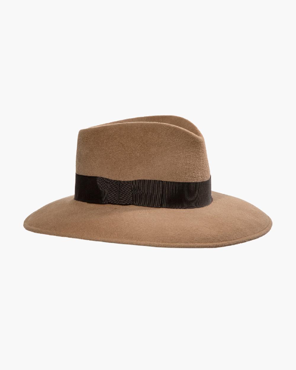 Eric Javits Wool Zora Felt Fedora Hat Camel/Brown