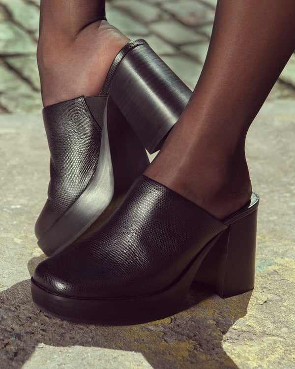 Eric Javits Genevieve Clog Lizard- Shoes - Final Sale Black Lizard