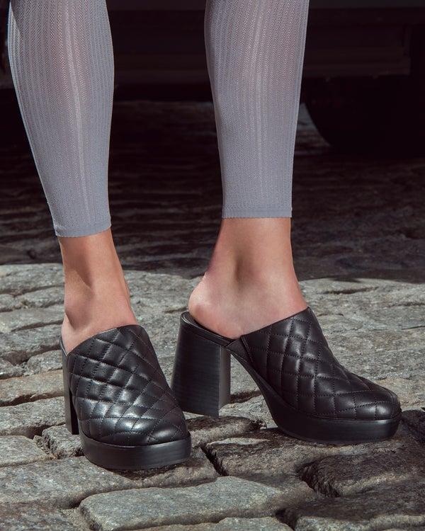 Eric Javits Genevieve Clog Quilted-Shoes Black Quilted