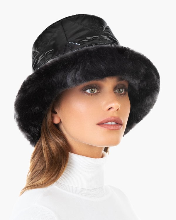 Eric Javits Invincible Winter Puffer Bucket Hat Black