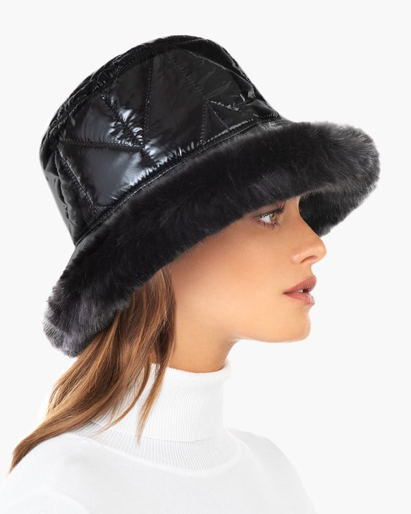 Eric Javits Invincible Winter Puffer Bucket Hat Black