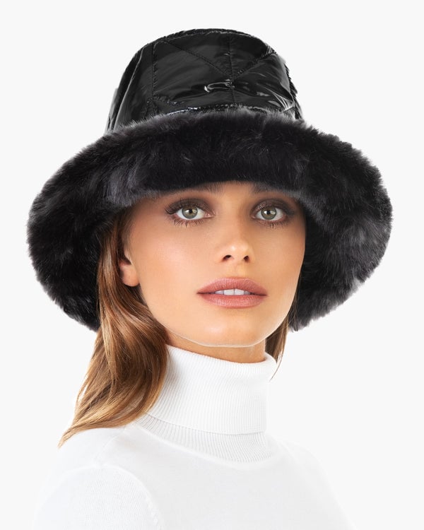 Eric Javits Invincible Winter Puffer Bucket Hat Black