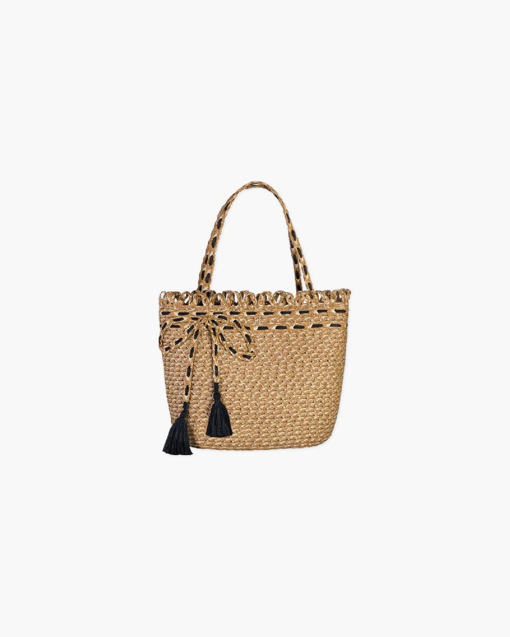 Eric Javits Squishee® St.Tropez Straw Tote Natural/Black