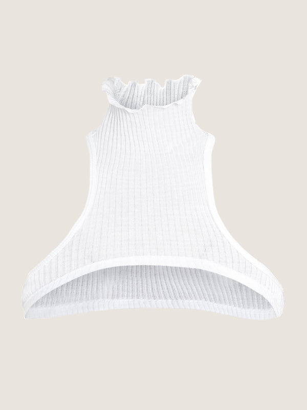 ernest leoty Micro crop top col roulé en maille de coton
