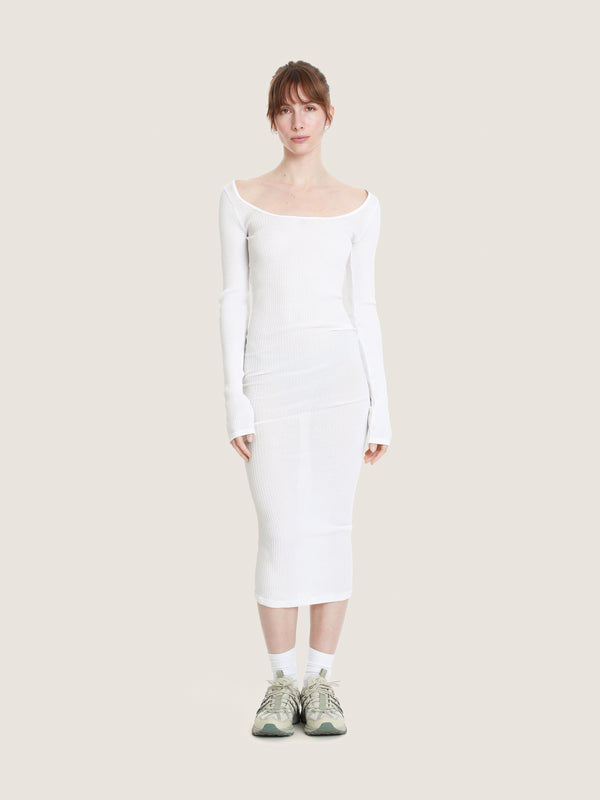 Ernest Leoty Robe En Maille De Coton à Manches Longues Longueur Midi