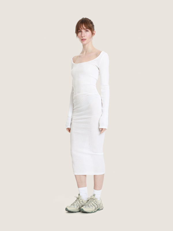 Ernest Leoty Robe En Maille De Coton à Manches Longues Longueur Midi