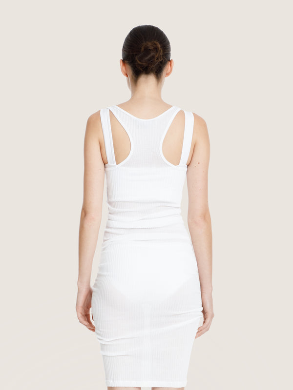 Ernest Leoty Robe Sans Manches En Maille De Coton Longueur Midi