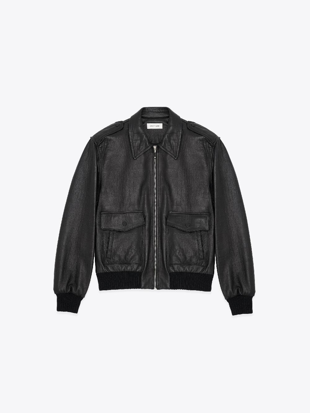 ernest w. baker 80'S BOMBER - CROCODILE EMBOSSED LEATHER