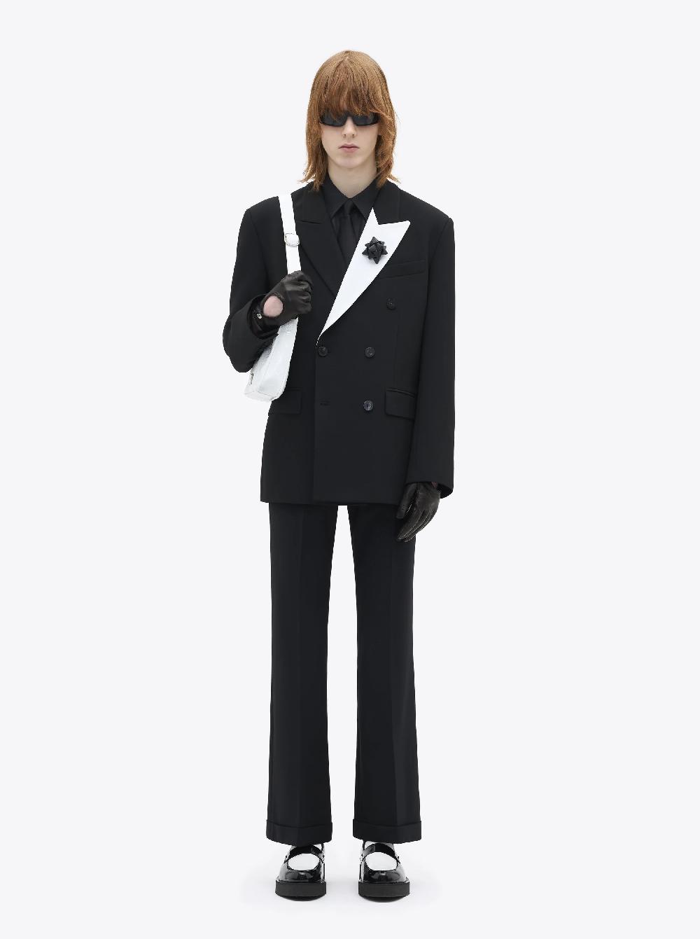 Ernest W. Baker DOUBLE BREASTED BLAZER - BLACK & WHITE LAPEL