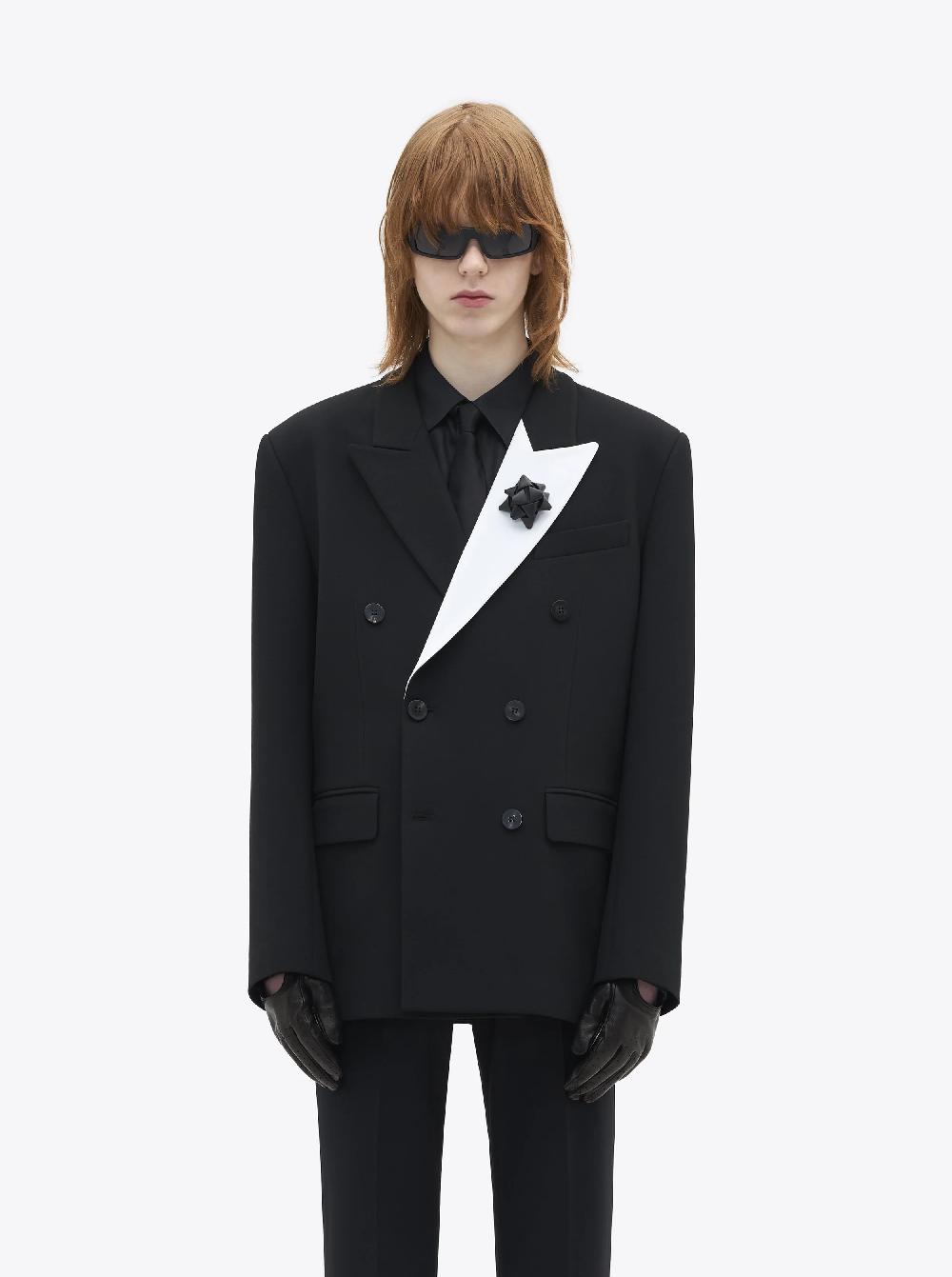 Ernest W. Baker DOUBLE BREASTED BLAZER - BLACK & WHITE LAPEL