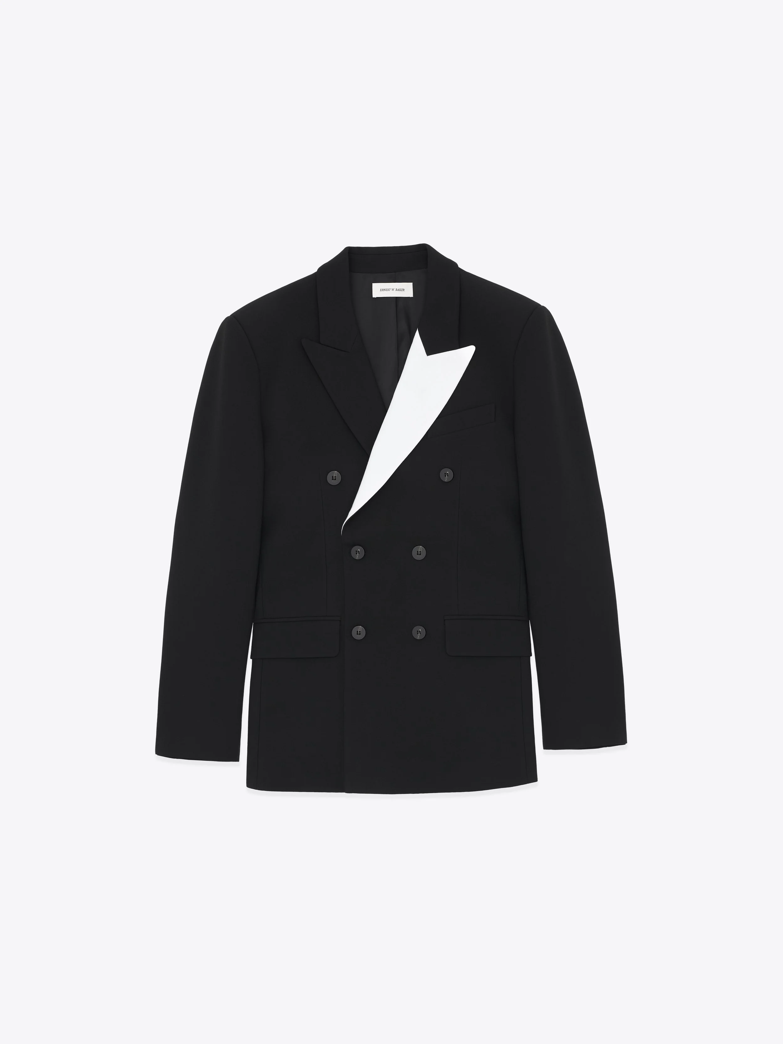 ernest w. baker DOUBLE BREASTED BLAZER - BLACK & WHITE LAPEL