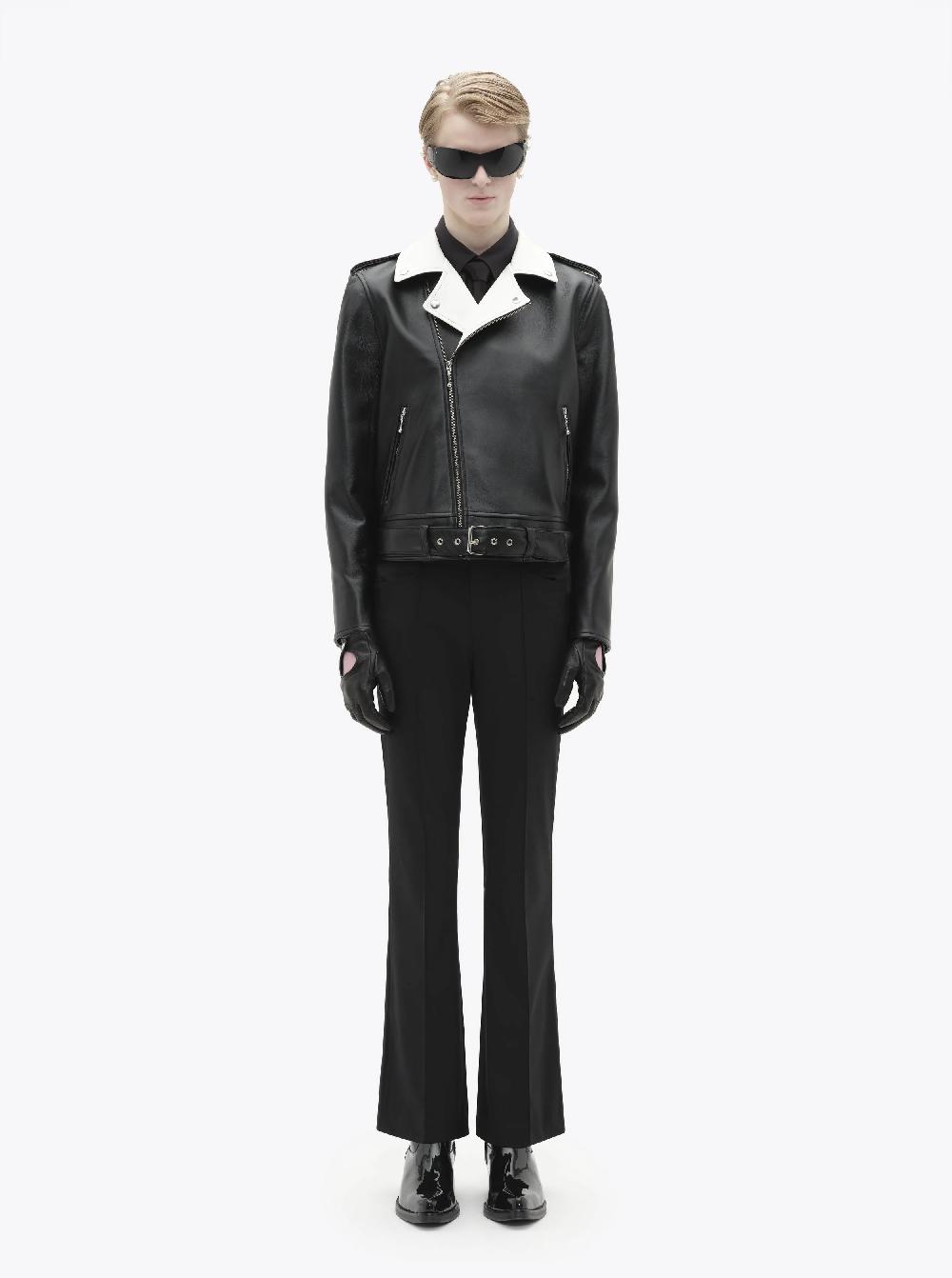 Ernest W. Baker BLACK & WHITE LEATHER PERFECTO JACKET